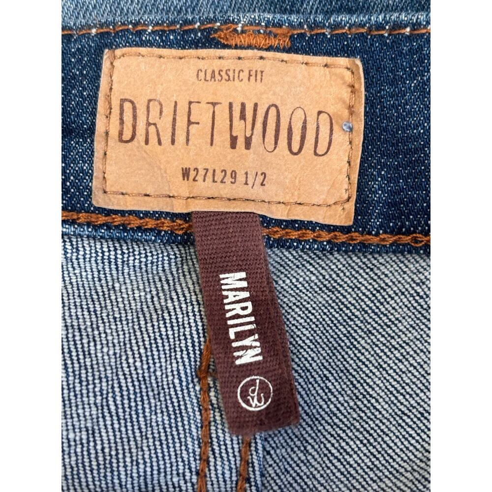 Driftwood Embroidered Floral Marilyn Jeans Size 27 Blue Mid Rise Straight Leg - Picture 9 of 11